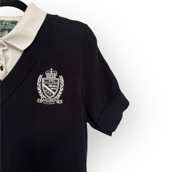 RALPH LAUREN Layered Crest Top, Size Large, Black/White - Picture 4 of 8
